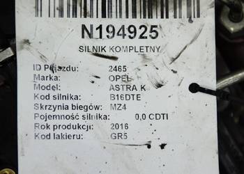 SILNIK SŁUPEK OPEL ASTRA K LWQ B16DTE