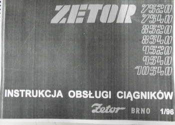 Instrukcja obsługi ciągników Zetor 7520 - 10540