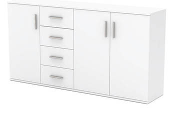 Komoda Biała Matowa Nowoczesna Sami 160cm Pojemna Szafka Rtv Z 4 Szufladami