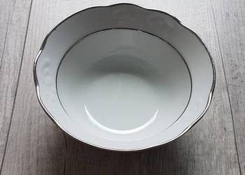 Prymus agd Salaterka miseczka biało-srebrna porcelanowa 14cm