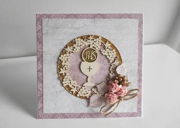 Kartka okolicznościowa ręcznie robiona Komunia Święta 2