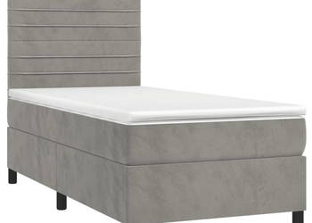 Łóżko kontynentalne z materacem i LED szare aksamit 90x200 cm WM-3136161