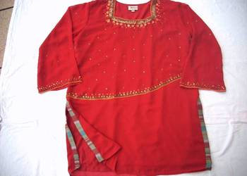 Elegancka Zdobiona Sukienka Tunika 46 48 koraliki