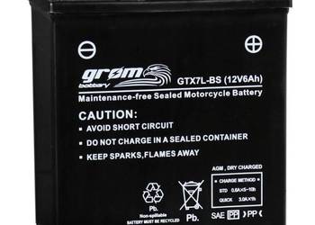 Akumulator motocyklowy 6Ah 120A GROM GTX7L-BS YTX7L-BS 12V  P