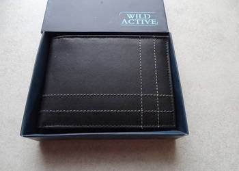 Elegancki, skórzany męski portfel WILD ACTIVE- czarny
