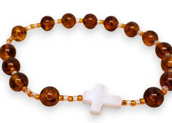 Bransoletka różaniec, dziesiątka różańca z bursztynu, BURSZTYN #1461