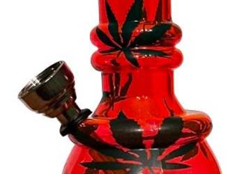 Mini Akrylowa Fajka Wodna Pomarańczowa Z Motywem Liści 16cm