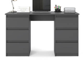 Biurko Komputerowe 6 Szuflad Nowoczesne Salon Sypialnia Szare 120cm Ofi