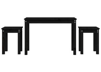 Stoliki wsuwane pod siebie 3 szt. czarne lite drewno sosnowe WM-824982