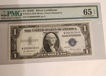 Banknot USA 1 $ 1935E  PMG 65 Silver Certificate Banknot USA 1 $ 1935E  PMG 65 Silver Certificate