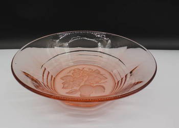 Różowa Misa Rozalinowa Art Deco – Szkło Prasowane – Motyw Owocowy