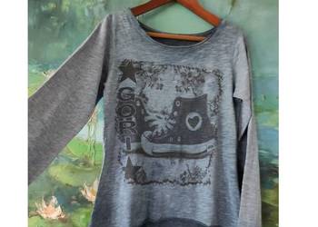 by ola la la bluza koszula t-shirt  długim rękawem melanż błyszcząca