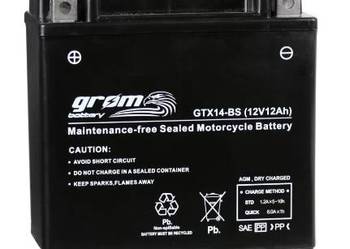 Akumulator 12V 12Ah 200A motocyklowy GROM GTX14-BS YTX14-BS L+