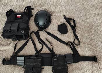 Kamizelka taktyczna, kask, pasoszelki maska stalker asg