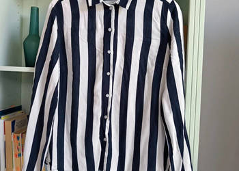 Koszula w biało-granatowe paski wiskoza H&M divided r. S/M 36