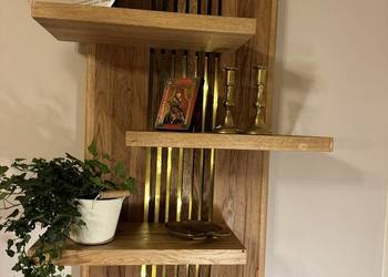 Półka ścienna z podświetleniem LED regał rękodzieło drewno dębowe handmade