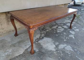 *Stół drewniany rzeźbiony, styl Chippendale, elegancki, klasyczny* transp