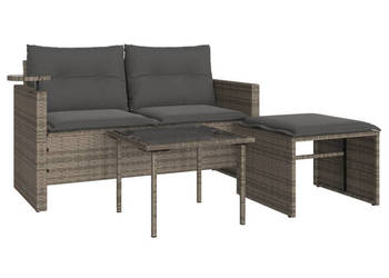 3-częściowa sofa do ogrodu z poduszkami szara polirattanowa WM-365460