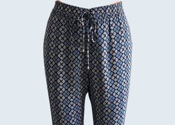 Damskie eleganckie geometryczne niebieskie spodnie Peruna 44/XXL