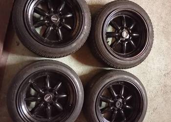 Felgi aluminiowe 15 Czarne Cartec Mini,VW Polo + opony (2 zimowe/2 letnie)