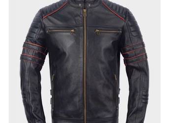 KURTKA MOTOCYKLOWA SKÓRZANA Z HAFTEM CZASZKA-ROZMIAR XL