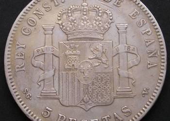 Hiszpania 5 peset 1898 -  Alfons XIII - srebro