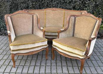 -ARTexpert- Pałacowy zestaw Sofa dwa fotele - Ludwik, berżera fotel