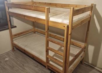 Piętrowe łóżko drewniane 90x200 +pojemniki drewniane - tan idealny