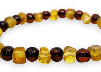 Bransoletka BURSZTYN bałtycki kostka cytryna, barok wiśnia #882