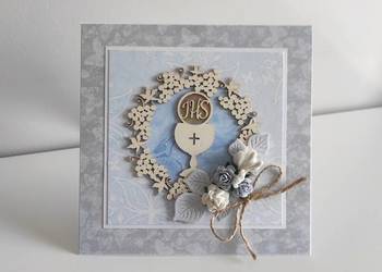 Kartka ręcznie robiona Komunia Święta handmade 3
