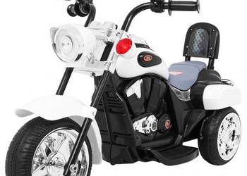 Motorek Chopper NightBike Biały auto na akumulator