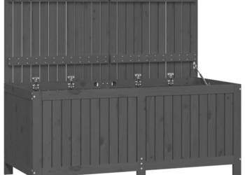 Skrzynia ogrodowa szara 147x68x64 cm lite drewno sosnowe WM-823852