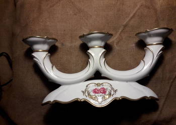 Świecznik ceramiczny trójramienny Bogucice prl