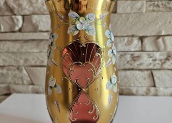 Luksusowy Wazon Murano Tre Fuochi Bohemia Rubinowe szkło, złoto, emalia