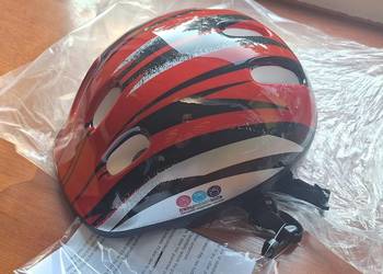 Kask rowerowy młodzieżowy roz 52-54 czarno - czerwony - srebrny S- NOWY
