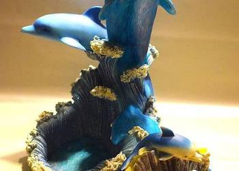 Delfiny - duża figurka z żywicy ,wysokość 31 cm plus skarbonka