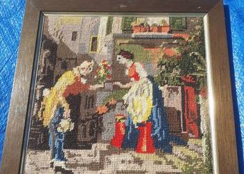 Obraz tkany niemieckiego artysty Vintage