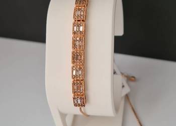 Bransoletka, srebro złocone złotem 18k Vermeil, z diamentami szampańskimi