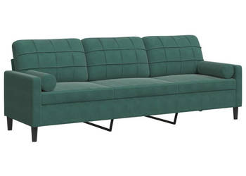 3-osobowa sofa z poduszkami ciemnozielona 210 cm aksamit WM-3278241