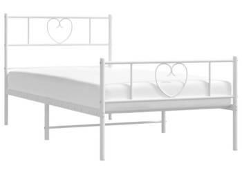 Metalowa rama łóżka z wezgłowiem i zanóżkiem biała 80x200 cm WM-355521