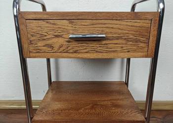 Szafka nocna lity dąb chrom brąz Bauhaus Art Deco