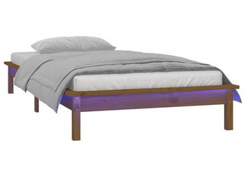 Rama łóżka z LED miodowy brąz pojedyncza drewniana 75x190 cm WM-820634