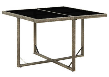 Stół ogrodowy szary 109x107x74 cm polirattan i szkło WM-316765