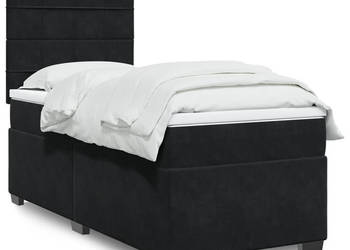 Łóżko kontynentalne z materacem czarne aksamit 100x200 cm WM-3290836