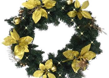 vidaXL Wieniec świąteczny z lampkami LED, zielony, 60 cm(SKU:320974)