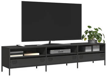 Szafka RTV czarna 202x39x435 cm stal walcowana na zimno WM-851346