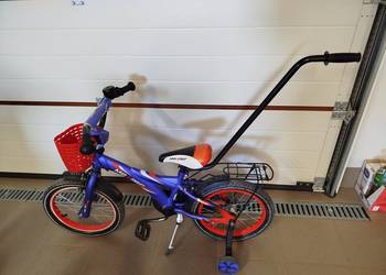 Rowerek Maxller 16'' z rączką i kółkami bocznymi