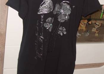 Czarna sukienka_ AOSEN_ srebrne kwiaty Bawełna  r.L/M/XL