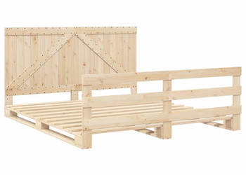 Rama łóżka z wezgłowiem lite drewno sosnowe 200x200 cm WM-3281561