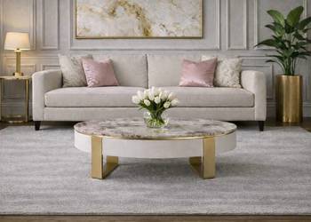 Stolik kawowy biały/ ława na złotych nogach 150x80x38